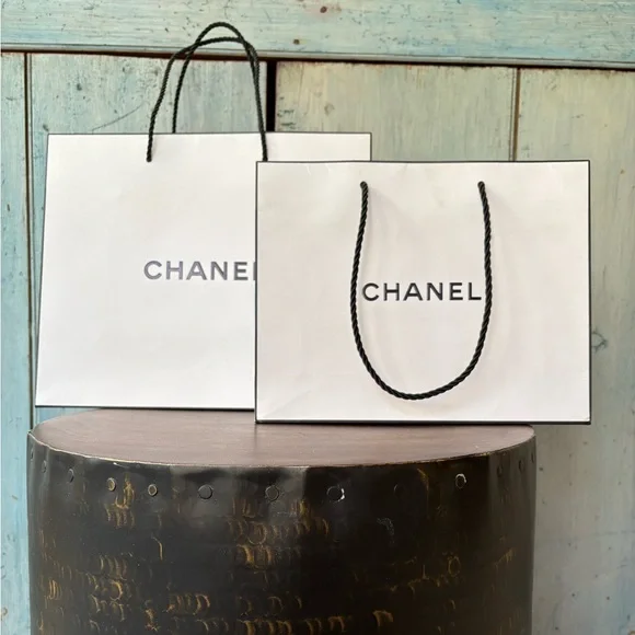 Two sizes CHANEL tote type shopping bags: 11-1/2” x 9-3/4” x 5,” & 10” x 8” x 3” - Picture 5 of 5